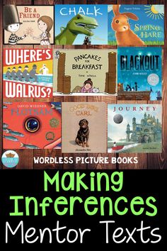 some books that are in front of a wooden background with the words making differences mentor texts