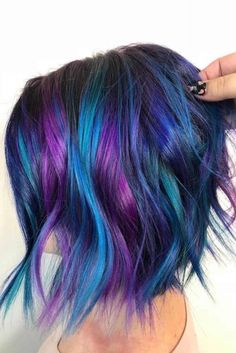 Ash Green Hair Color, Purple Highlights