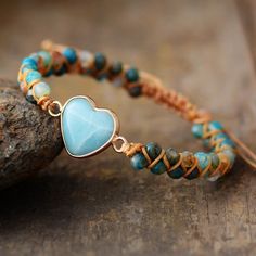 Jewelry Box Aesthetic, Box Aesthetic, Wrap Armband, Amazonite Bracelet, Crystals Jewelry, Amazonite Stone, Protection Bracelet, Gemstone Beaded Bracelets, Stone Heart