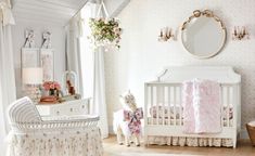 Shared Bedroom Ideas | Pottery Barn Kids Bassinet Skirts, Girl Room Inspiration, Bed Bassinet, Princess Nursery, Shared Bedroom, Nursery Room Inspiration, Kids Room Wallpaper, Shared Bedrooms, Nursery Wallpaper