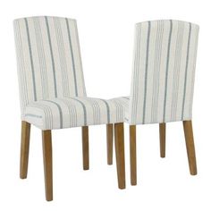 two striped chairs sitting side by side