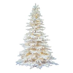 a white christmas tree with snow on it