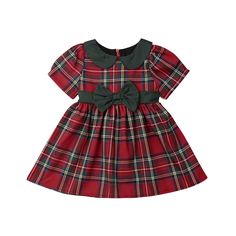 PRICES MAY VARY. ❤Material: cotton blend,soft and breathable not irritating to baby's skin ❤Design:Comfortable fabric, red and green plaid with bow, waist tightened to make your princess more lovely ❤Suitable for: 6 Months,9 Months,12 Months,18 Months,1T,2T,3T,4T,All 6 Months-4T Toddler girls ❤Best Gift and Photography Outfit: This toddler plaid dress are perfect for daily wear,play wear,party wear.And then,this is also the best birthday gift,holiday gift for your girls ❤Package include:1pc baby Classic Christmas Dress, Red Tartan Dress, My First Christmas Outfit, Outfit For Christmas, Cute Dresses For Party, Girls Christmas Outfits, Checkered Dress