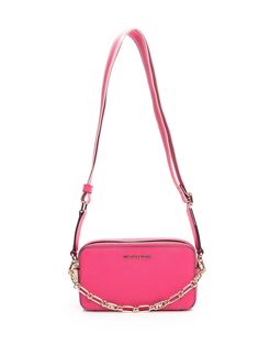 Pink leather shoulder bag. Adjustable shoulder strap. Inside pockets. Front compartments for cards. Zip closure. Back pocket. Removable chain detail. Golden metal logo on the front.Composition: Outside:, 100% Leather Lining:, 100% Polyester Pink Shoulder Bag With Metal Logo For Everyday, Pink Crossbody Shoulder Bag With Metal Logo, Everyday Pink Shoulder Bag With Metal Logo, Pink Rectangular Bag With Metal Logo, Pink Crossbody Bag With Metal Logo, Everyday Wallet On Chain With Metal Hardware, Rectangular Shoulder Bag With Metal Logo For Everyday Use, Everyday Rectangular Shoulder Bag With Metal Logo, Wallet On Chain With Branded Hardware For Everyday Use