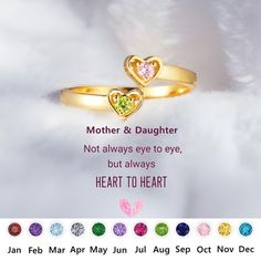 mother and daughter rings with hearts on them