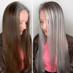 Hairdresser-Gray-Hair-Makeovers-Jack-Martin Long Grey Hair, Jack Martin, Grey Roots, Silver Highlights, Gray Hair Growing Out, Transition To Gray Hair