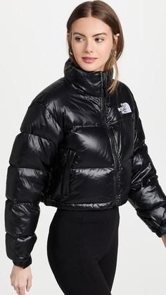 The North Face Nuptse Short Jacket | Shopbop North Face Nuptse Short Jacket, Street Style Winter, Hooded Parka, Black Puffer, Black North Face