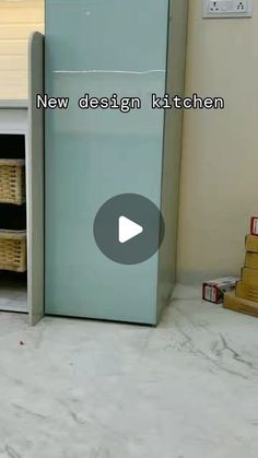 an image of a kitchen being remodeled with new design kitchen cabinets in the background and shelves on the floor