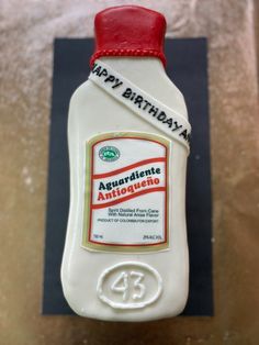 a bottle of birthday mayonnaise sitting on top of a table