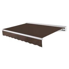 a brown awning on top of a white wall