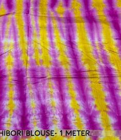 an image of a tie - dyed fabric that looks like it has yellow and purple stripes