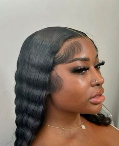 Front Slicked Back Hair Down Wavy, Frontal Wig Hairstyles, Edges Hair, Hair Advice, Flat Iron Hair Styles, Dope Hairstyles, Hair Laid, Black Wig, Hair Crush