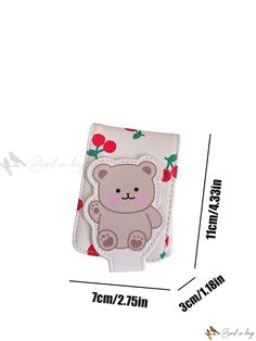 Bird in Bag - Exquisite Bear-Shaped Lipstick Pouch with Mirror: Mini Portable Travel Cosmetic Bag Organizer and Protective Case Compact White Rectangular Coin Purse, Cute Portable Pouch Phone Bag, Cute Portable Phone Pouch Bag, Cute Rectangular Travel Pouch, White Rectangular Pouch With Mobile Phone Bag, White Foldable Rectangular Bag, Cute Travel Bag With Card Slots, Portable Rectangular Coin Purse For School, Cute Rectangular Phone Bag For School