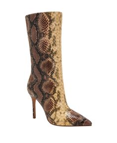 in stock Snake Print Boots For Fall Party, Snake Print Party Boots For Fall, Fall Party Boots With Snake Print, Snake Print High Heel Boots For Fall, Fitted Snake Print Boots For Spring, Fitted Snake Print Spring Boots, Elegant Leather Snake Print Boots, Luxury Snake Print Heeled Boots For Women, Brown Snake Print Ankle Boots