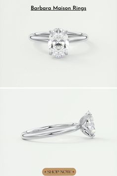 three different views of an engagement ring with the words,'shop now'on it