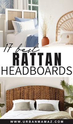 rattan headboards with text overlay that reads 17 best rattan headboards