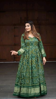 Umbrella Frock, Desinger Dresses, Bandhej Print, Colorful Wardrobe, Modest Evening Dress, Cotton Kurti Designs, Printed Gowns, Indian Gowns Dresses, Long Frocks