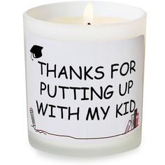 PRICES MAY VARY. PERFECT GIFTS FOR TEACHERS – Show your gratitude to your favorite teacher. This "Thanks for putting up with my child" candle is made for loving teachers. Best gifts for teachers, tutors, instructors, professors, counselors, babysitters, carers, preschool teachers, day care providers, nannies, moms, stepmothers, neighbors, etc. For the BEST TEACHER EVER – Teacher candle is for the best teacher in the world who deserves a wonderful appreciation treat! On a sweet note, this 10oz ha Best Gifts For Teachers, Best Teacher In The World, Unique Teacher Gifts, Christmas Presents For Teachers, Teacher Candle Gift, Teacher Candle, Unique Teachers Gift, Gifts For Teacher, Preschool Teachers