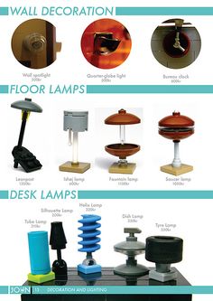 the different types of lamps are shown here