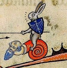 an image of a rabbit riding a snail