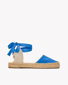 Perfect Summer Day, Lace Up Espadrilles, French Blue, Dresses Pants, Wedge Sneakers, Less Is More, Summer Day, Season Colors, Embroidered Design