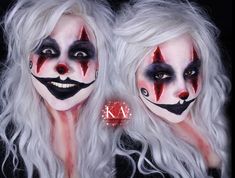 Evil Clown Costume Women, Evil Clown Makeup For Women, Creepy Clown Makeup Women, Killer Clown Makeup Women, Clown Makeup Women, Halloween Face Paint Ideas For Women, Clown Face Makeup