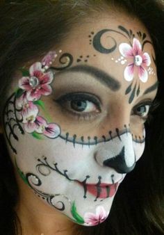 16+ Ideas for makeup face paint sugar skull #makeup Skull Face Painting, Sugar Skull Face Paint, Skull Face Paint, Face Painting Tutorials, Kids Face Paint, Painting Competition