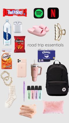 the road trip essentials are organized and ready to be carried on your next trip