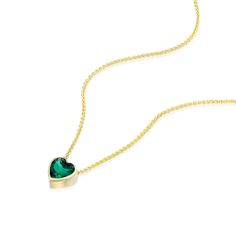 Express your love with the delicate beauty of this Emerald heart gold necklace. This stunning choker features a green gemstone pendant, in a solid gold 14K necklace, the perfect May birthstone jewelry. Product Details: ✤ Lab-grown Emerald, heart cut 6x6 mm ✤ 14K solid yellow/rose/white gold ✤ Packed in a luxurious gift box ✤ Fully Insured And Discreetly Packaged   Shipping: ✤ Free worldwide shipping. ✤ Shipped using FedEx/DHL were available, insured and trackable express shipping. ✤ Please add y Emerald Heart Pendant Necklace As A Gift, Heart-shaped Emerald Necklaces As A Gift, Heart Shaped Emerald Necklace As A Gift, Heart-shaped Emerald Necklace As A Gift, Heart-shaped Emerald Necklace For Gift, Gold Heart-cut May Birthstone Necklaces, Emerald Heart Gemstone Necklace, Heart Cut Emerald Necklace For Gift, Emerald Heart Shaped Gemstone Necklace