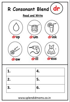 the printable worksheet for r is for consonant blend and write