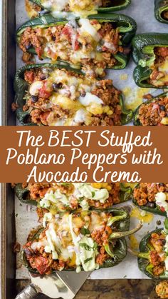 the best stuffed poblana peppers with avocado crema