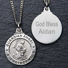 Guardian Angel Engraved Children's Pendant - Kids Gifts - Kids Gifts Kid Pendant, Angel Blessings, God's Blessings, Detailed Artwork, First Communion Gifts, Custom Pendants, Keepsake Jewelry, Art Prints Quotes, Gifted Kids