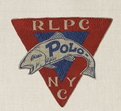 the logo for polo nyc is shown in red, white and blue with a fish on it