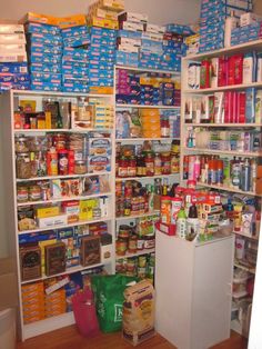 the pantry is stocked with all kinds of food