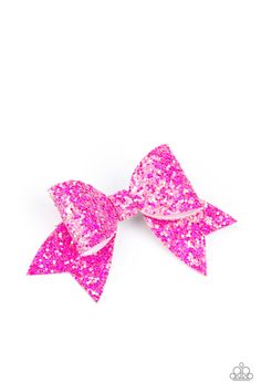 Dusted in multicolored or pink sequins, glittery leather pieces delicately knot into a dainty bow. Features a standard hair clip on the back. Red Hair Clips, Ribbon Curls, Pink Hair Clips, Pink Hair Bows, Colorful Frames, Pink Confetti, Rose Quartz Stone, Colored Gems, Kids Hair Accessories