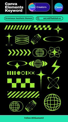 glow in the dark stickers with different shapes and sizes on them, including arrows