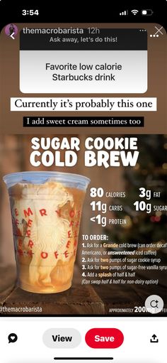 an ad for sugar cookie cold brew on the app store's iphone phone screen