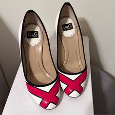 D&G Pumps Size 37.5 Final Sale No Trades No Returns White Heels With Red Sole For Spring, White Heels With Red Sole, Designer High Heel White Heels, Designer White Heels With 4-inch Heel, Designer White High Heels, Dolce Gabbana Shoes, Shoes Women Heels, Final Sale, Red White