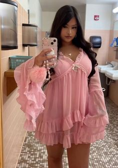 Nightgown Outfit, Girly Academia, Dress Coquette, Pink Luxury, Fashion Fails, Stay Young, Y2k Outfits, Lingerie Dress, Double Take