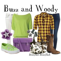 Buzz and Woody, created by disneythis-disneythat.polyvore.com Disbounding Disney Characters, Toy Story Inspired Outfits, Woody Disneybound, Toy Story Disneybound, Buzz And Woody, Disney Bound Outfits Casual