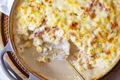 a casserole dish with macaroni and cheese