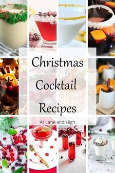 christmas cocktails and desserts are featured in this collage