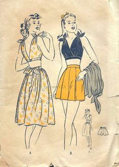 two women's dresses, one in yellow and the other in blue