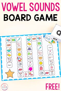 a printable board game with the words voel sounds on it and an image of a