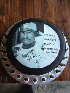 a cake with a photo of a baseball player on it