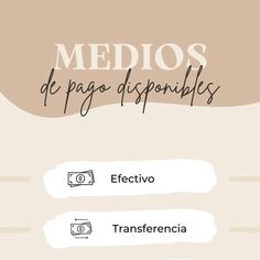 the words medios de pagos desponales are in spanish