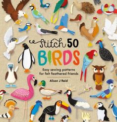 the cover of stitch 50 birds is shown with many different kinds of birds in it