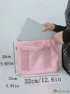 BirdinBag - Medium Pink Square Bag: Minimalist School Bag for College, University, and High School Portable Pouch Canvas Bag For Daily Use, Portable Canvas Pouch Bag For Daily Use, Portable Satchel Canvas Bag For Everyday, Casual Everyday Rectangular Pouch, Everyday Portable Canvas Crossbody Bag, Rectangular Bucket Bag For Daily Use, Rectangular Solid Color Bucket Bag For School, Casual Tote Pouch For Daily Use, Everyday Large Capacity Rectangular Pouch