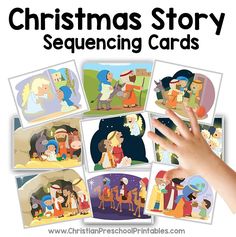 the christmas story sequence is shown with pictures of children and their hand in front of them