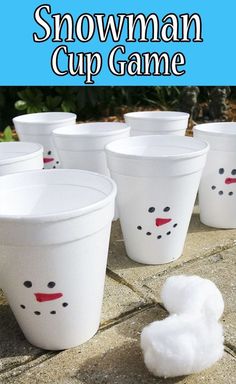 snowman cup game for kids to play with